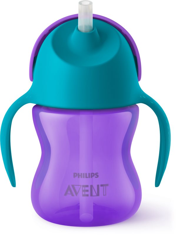 Philips Avent Bendy Straw SCF796/02 9m+ ceasca cu pai flexibil Purple 200 ml