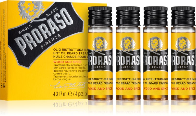Proraso Wood and Spice Hot Set tratament intensiv cu ulei pentru barba si mustata deasa si aspra 4 x 17 ml