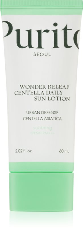 Purito Wonder Releaf Centella Daily Sun Lotion crema fata iluminatoare de protectie SPF 50+ 60 ml
