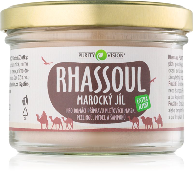 Purity Vision Rhassoul argilă marocana pentru prepararea măștilor faciale, a exfoliantelor, a săpunurilor și a șampoanelor 200 g