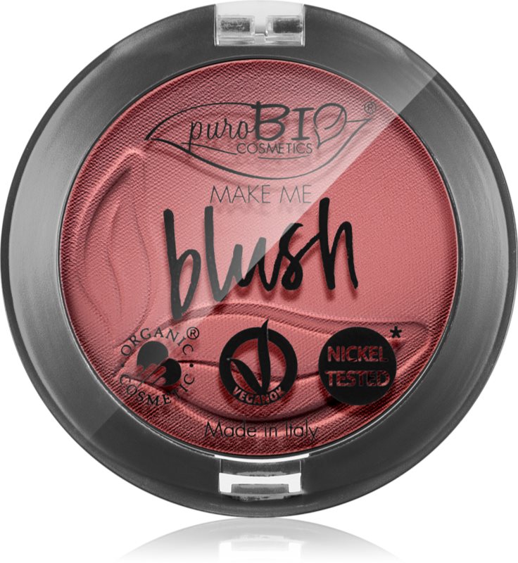 puroBIO Cosmetics Long-lasting Blush fard de obraz sub forma de pudra culoare 06 Cherry Blossom 5.2 g