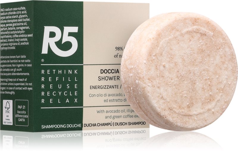 R5 Energizing șampon solid pentru corp si par 70 g
