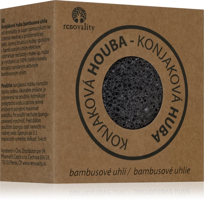 Renovality Konjac mushroom bamboo charcoal burete pentru curatare pentru pielea problematica 7x4 cm