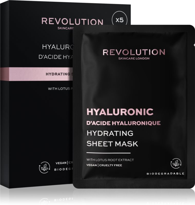 Revolution Skincare Hyaluronic Acid set de măști textile pentru hidratare intensa 5 buc