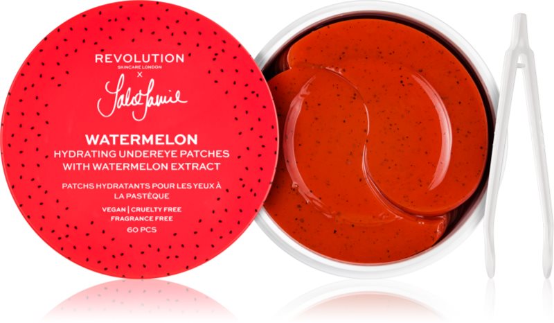 Revolution Skincare X Jake-Jamie Watermelon masca hidrogel pentru ochi pentru luminozitate si hidratare 60 buc