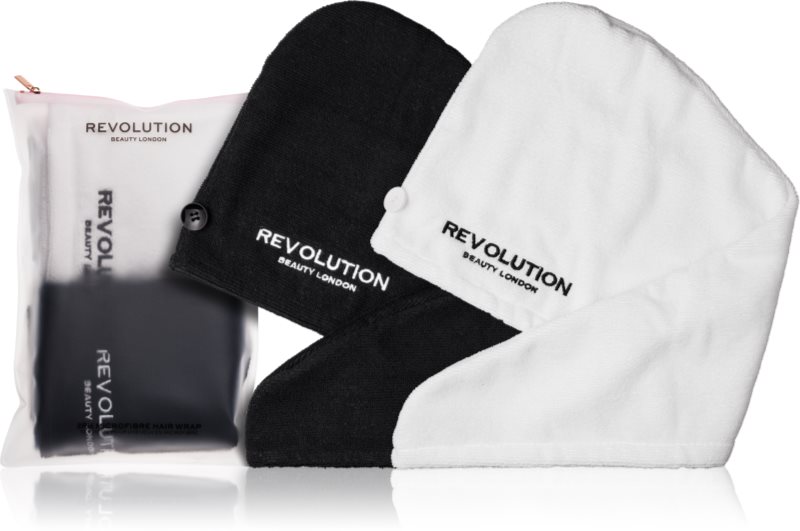 Revolution Haircare Microfibre Hair Wraps prosop pentru păr culoare Black/White 2 buc