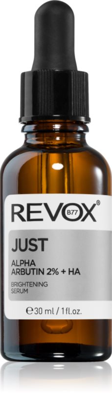 Revox B77 JUST Alpha Arbutin 2% + HA ser cu efect iluminator pentru față și gât 30 ml
