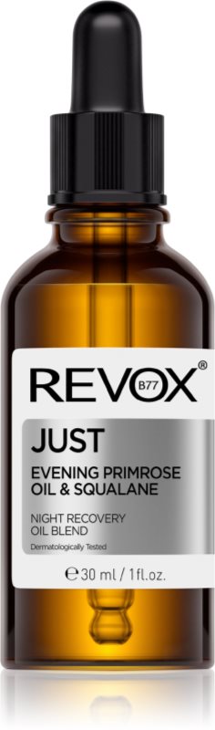 Revox B77 JUST Evening Primrose Oil & Squalane ulei regenerator pentru noapte reface bariera protectoare a pielii 30 ml
