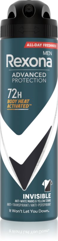 Rexona Men Advanced Protection Invisible antiperspirant împotriva petelor albe și galbene 72 ore pentru bărbați Invisible 150 ml