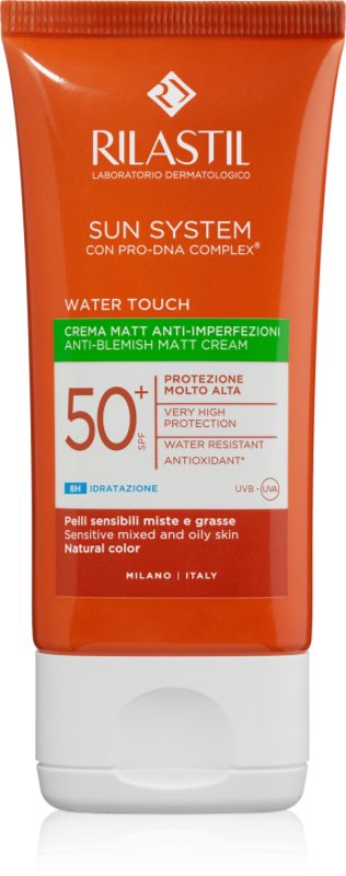 Rilastil Sun System Water Touch crema matifiere protectoare pentru ten gras cu imperfectiuni SPF 50+ 50 ml