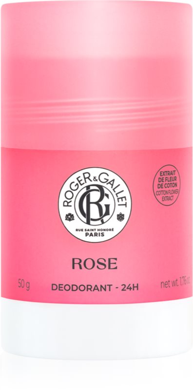 Roger & Gallet Rose deodorant fără conținut săruri de aluminiu cu protectie 24h pentru femei 50 g