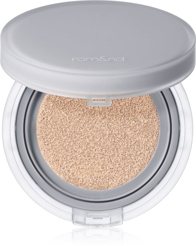 rom&nd Nu Zero Cushion fond de ten lejer, protector și matifiant, în aplicator din burete pentru o piele mai luminoasa