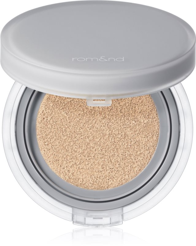 rom&nd Nu Zero Cushion fond de ten lejer, protector și matifiant, în aplicator din burete pentru o piele mai luminoasa