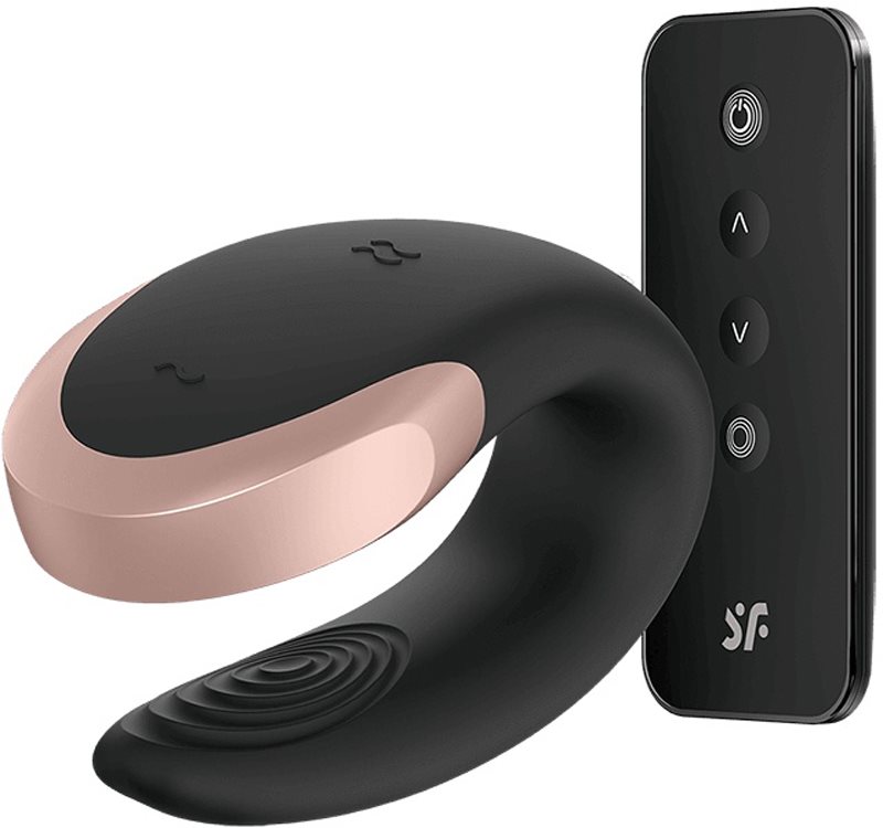 Satisfyer Double Love vibrator pentru cuplu Black 8,3 cm
