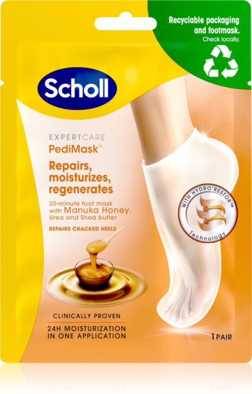 Scholl Pedimask™ Manuka Honey mască hrănitoare profundă pentru picioare 1 pereche