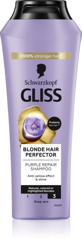 Schwarzkopf Gliss Blonde Hair Perfector șampon de păr neutralizeaza tonurile de galben 250 ml
