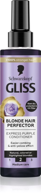 Schwarzkopf Gliss Blonde Hair Perfector balsam (nu necesita clatire) neutralizeaza tonurile de galben 200 ml