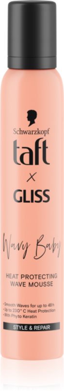 Schwarzkopf Taft x Gliss spumă pentru volum și forma coafurii, cu protecție termică pentru par ondulat si cret 200 ml