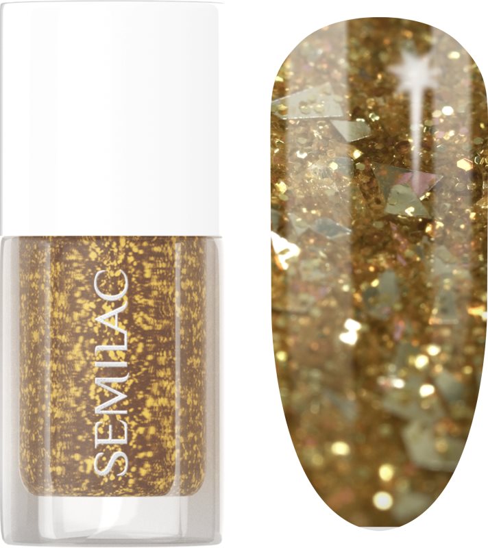 Semilac Glitter Nails lac de unghii stralucitor culoare 042 Flakes of Gold 7 ml