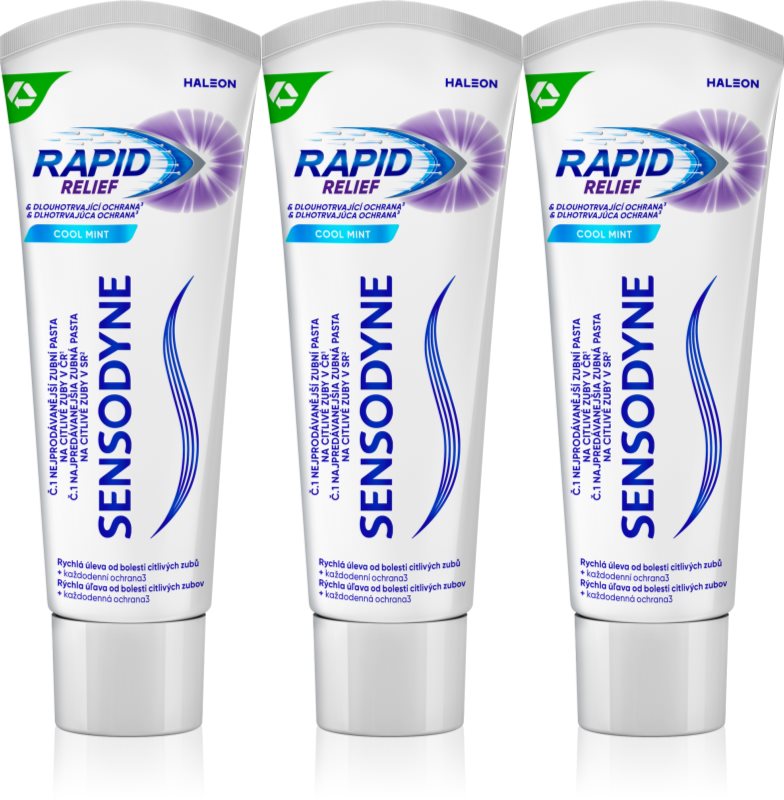 Sensodyne Rapid Cool Mint pasta de dinti cu Fluor pentru dinti sensibili 3x75 ml