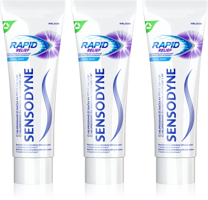 Sensodyne Rapid Cool Mint pasta de dinti cu Fluor pentru dinti sensibili 3x75 ml