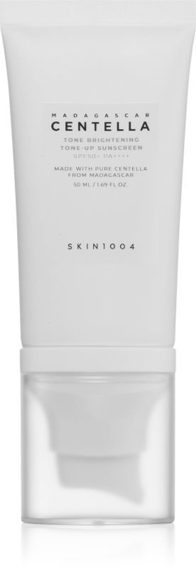 SKIN1004 Madagascar Centella Tone Brightening Tone-Up Sunscreen fluid protector tonifiant pentru față pentru o piele mai luminoasa SPF 50+ 50 ml