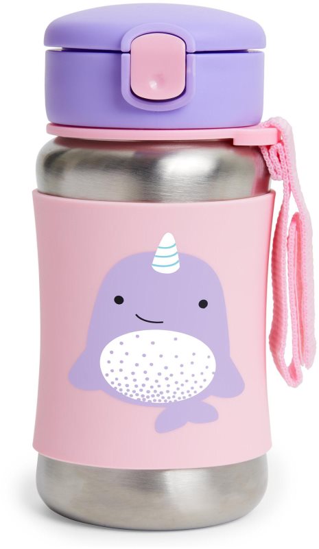 Skip Hop Zoo Straw Bottle sticlă inoxidabilă pentru apă cu pai