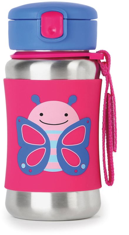 Skip Hop Zoo Straw Bottle sticlă inoxidabilă pentru apă cu pai