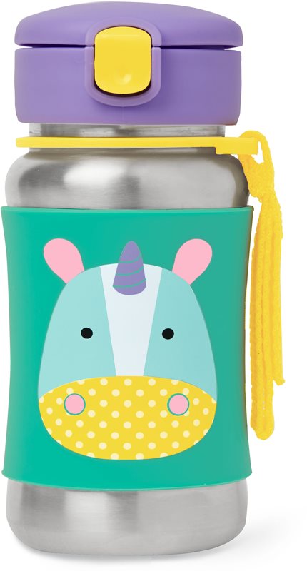 Skip Hop Zoo Straw Bottle sticlă inoxidabilă pentru apă cu pai