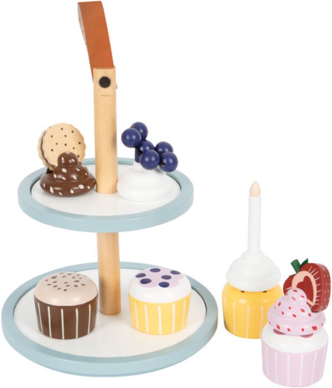 Small foot Tasty Cupcake Display Tray set de jucării din lemn 3 y+ 13 buc