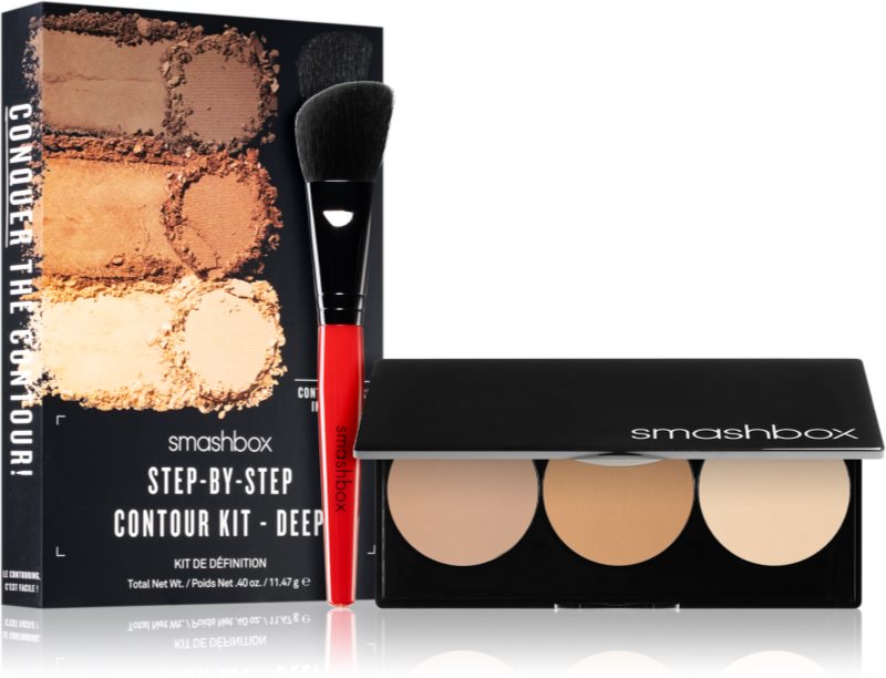 Smashbox Step By Step Contour Kit Patela pentru conturul fetei cu pensula culoare Medium/Dark 11.47 g