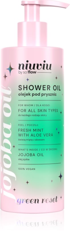 so!flow Shower Oil Fresh Mint With Aloe Vera șampon revigorant pentru păr și barbă 300 ml
