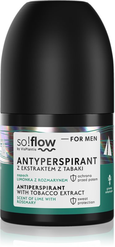 so!flow Men Antiperspirant antiperspirant roll-on pentru barbati Tobacco extract scent of Lime with Rosemary 50 ml