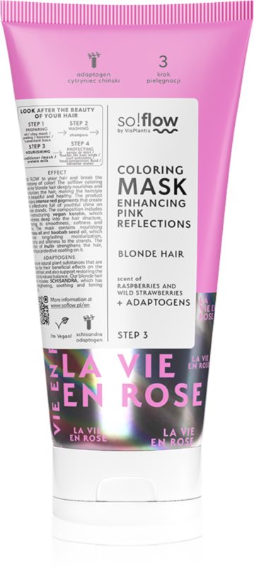 so!flow Coloring Mask Blonde Hair mască intens colorantă culoare Pink 200 ml