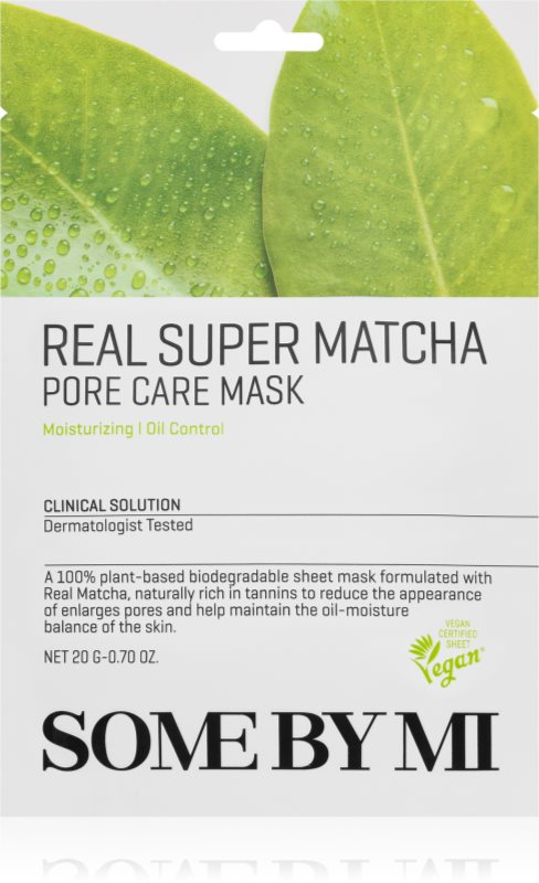 Some By Mi Clinical Solution Super Matcha Pore Care Mask mască textilă de îngrijire pentru a improspata porii si pielea cu aspect obosit 20 g