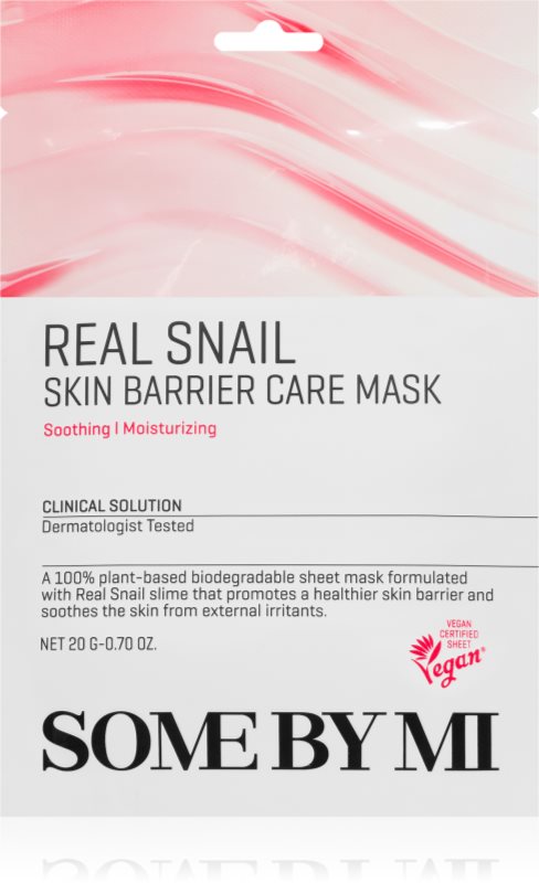 Some By Mi Clinical Solution Snail Skin Barrier Care Mask mască textilă fortifiantă pentru regenerarea și reînnoirea pielii 20 g
