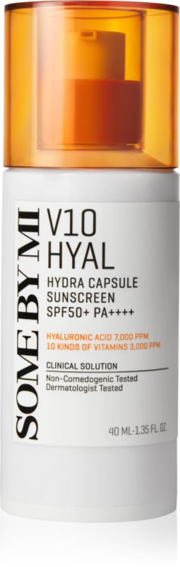 Some By Mi V10 Hyal Hydra Capsule Sunscreen cremă protectoare pentru piele sensibilă și intolerantă SPF 50+ 40 ml