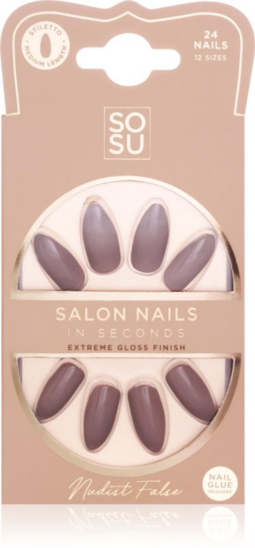 SOSU Cosmetics Salon Nails unghii artificiale culoare Nudist 24 buc