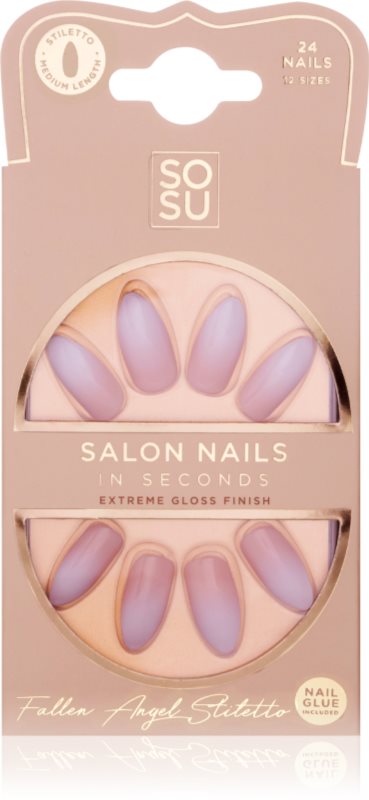 SOSU Cosmetics Salon Nails unghii artificiale culoare Fallen Angel 24 buc