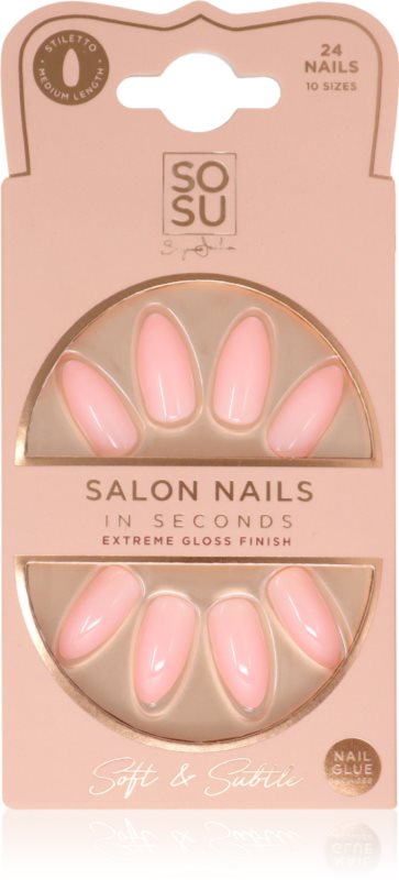 SOSU Cosmetics Salon Nails unghii artificiale culoare Soft & Subtle 24 buc
