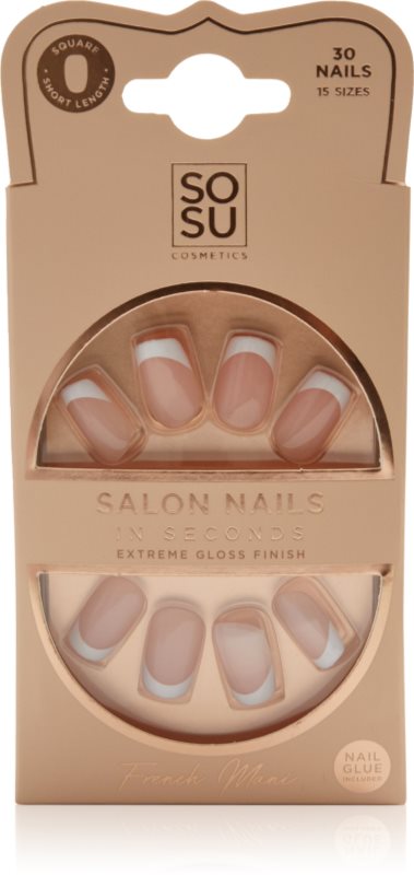 SOSU Cosmetics Salon Nails French Mani unghii artificiale culoare French Mani 30 buc
