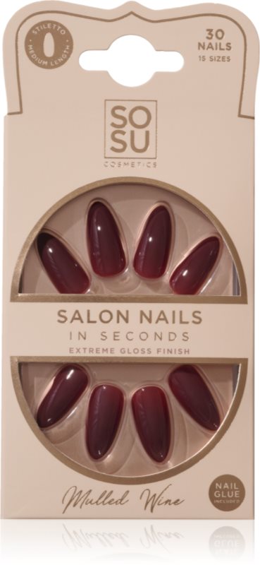 SOSU Cosmetics Salon Nails unghii artificiale culoare Mulled Wine 30 buc