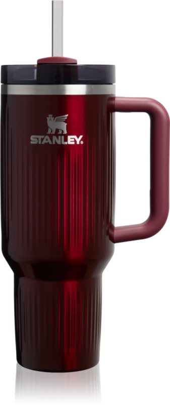 Stanley Quencher H2.O FlowState™ Fluted Tumbler pahar din oțel inoxidabil cu pai mare Garnet Shine 1180 ml