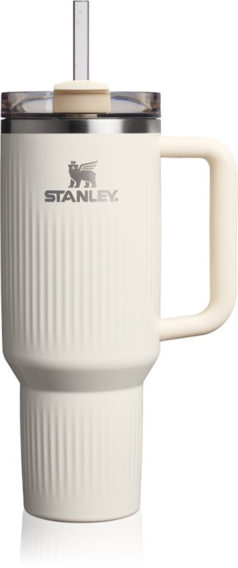 Stanley Quencher H2.O FlowState™ Fluted Tumbler pahar din oțel inoxidabil cu pai mare Cream Gloss 1 buc