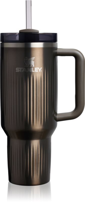 Stanley Quencher H2.O FlowState™ Fluted Tumbler pahar din oțel inoxidabil cu pai mare Gunmetal Shine 1 buc