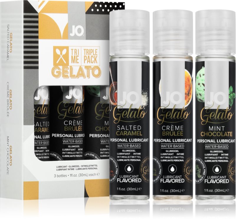 System JO Tri-Me Triple Pack Gelato set de geluri lubrifiante cu aromă