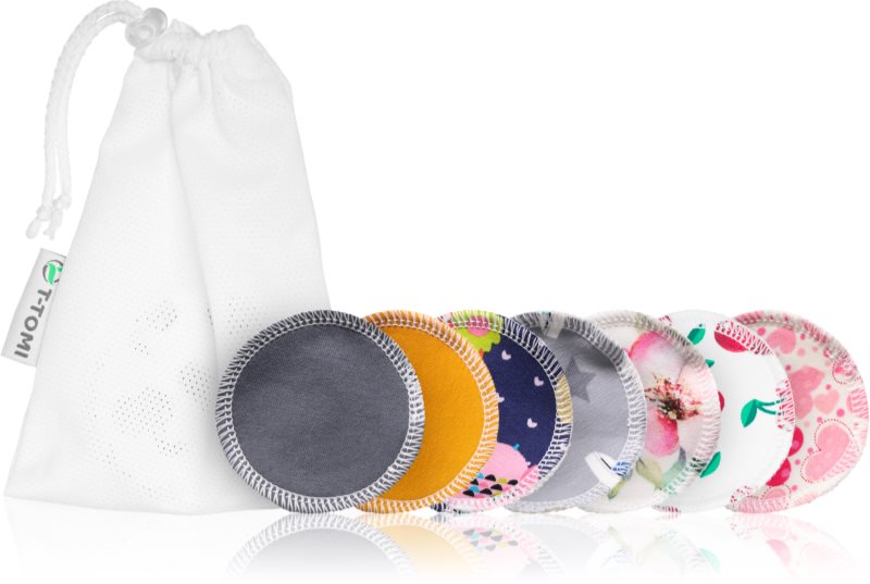 T-TOMI Make-up Removal Pads Set Soft 1 Week dischete demachiante lavabile COLOUR + Laundry Wash Bag 7 buc