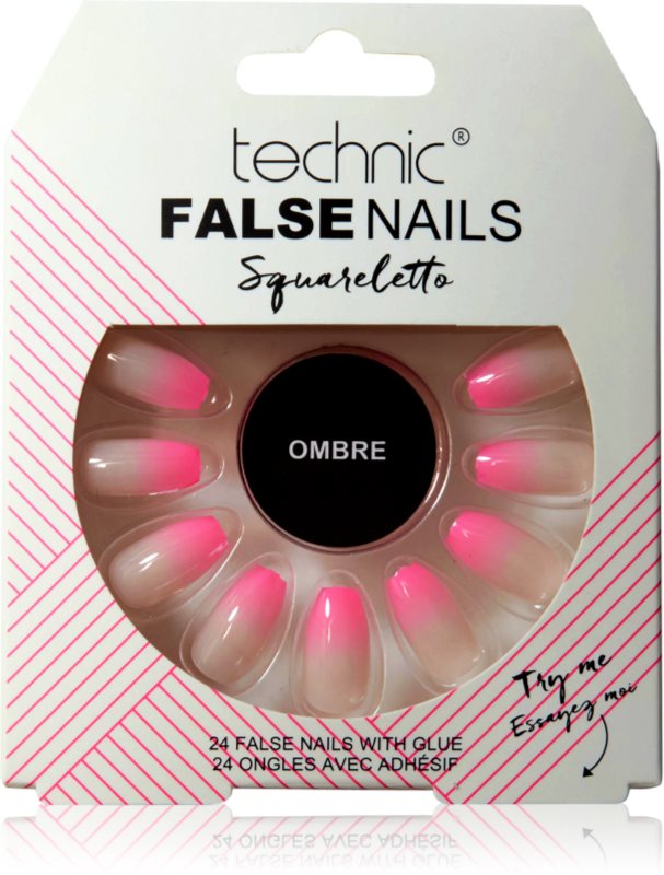 Technic Cosmetics False Nails Squareletto unghii artificiale Ombre 24 buc