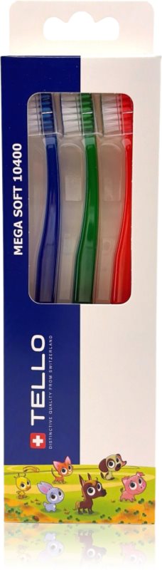 TELLO Kids 10400 Mega Soft periuțe de dinți pentru copii 2-7 3 buc