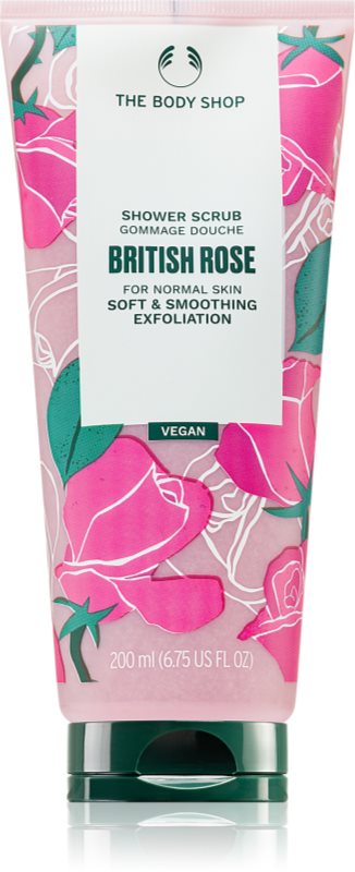 The Body Shop British Rose Shower Scrub exfoliant delicat pentru corp cu aromă de trandafiri